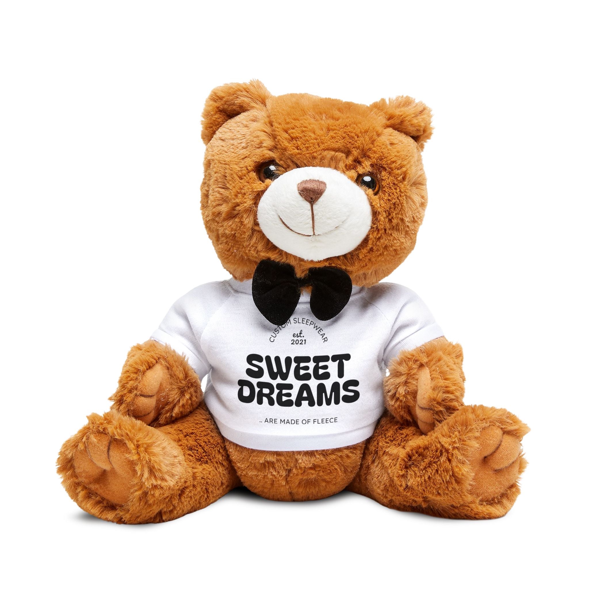 Sweet Dreams Teddy Bear Plush — Soft Brown Bear with 'Sweet Dreams' T‑Shirt