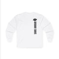 Sans Amour vertical text with rose Long Sleeve Tee | French phrase, minimalist back print