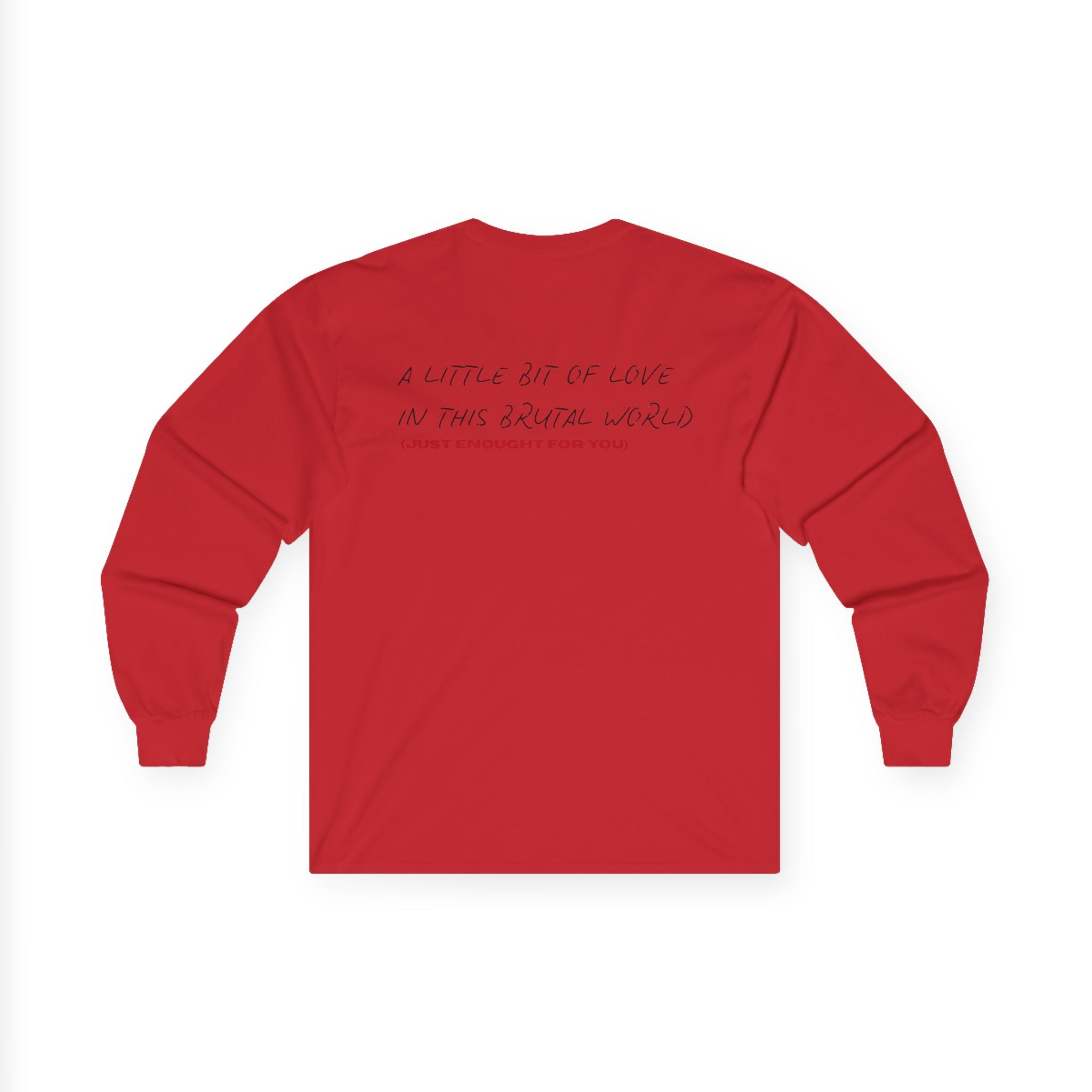 A Little Bit of Love script back print Long Sleeve Tee | white inspirational slogan